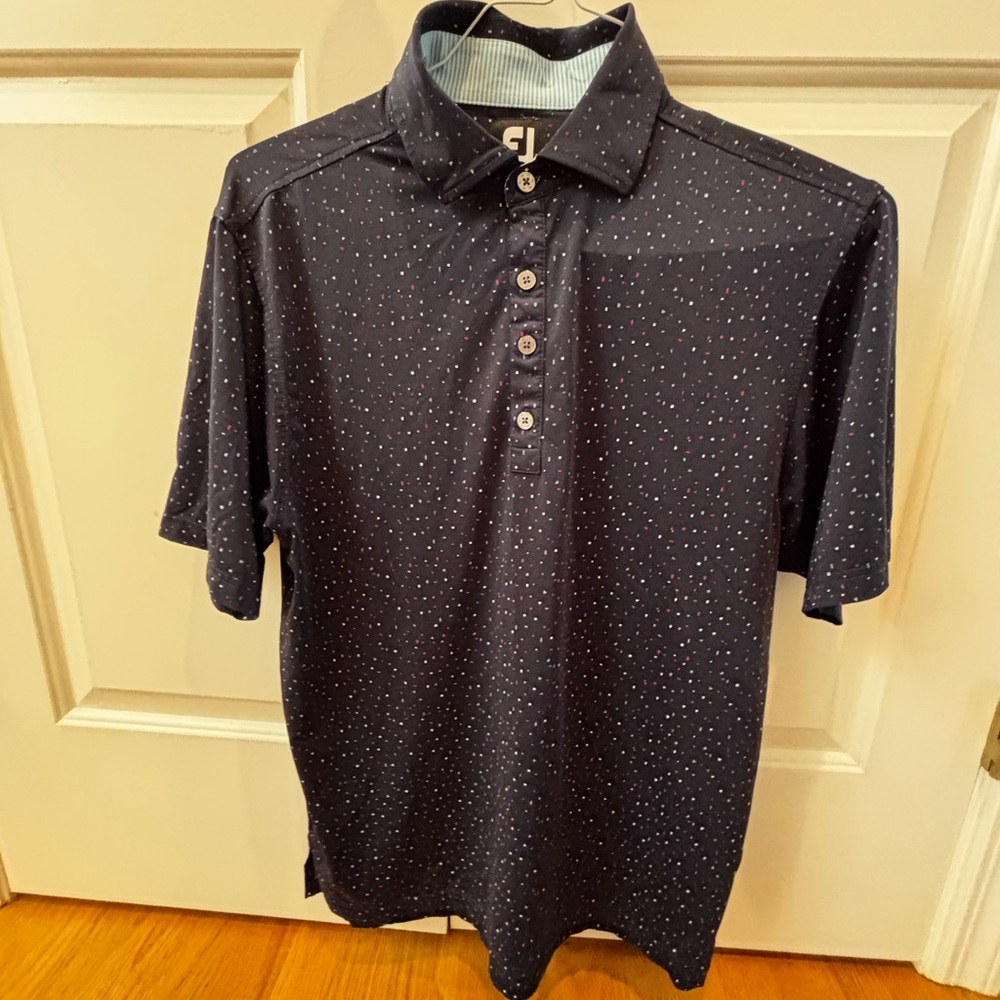Men's Navy Polka Dot Footjoy Polo